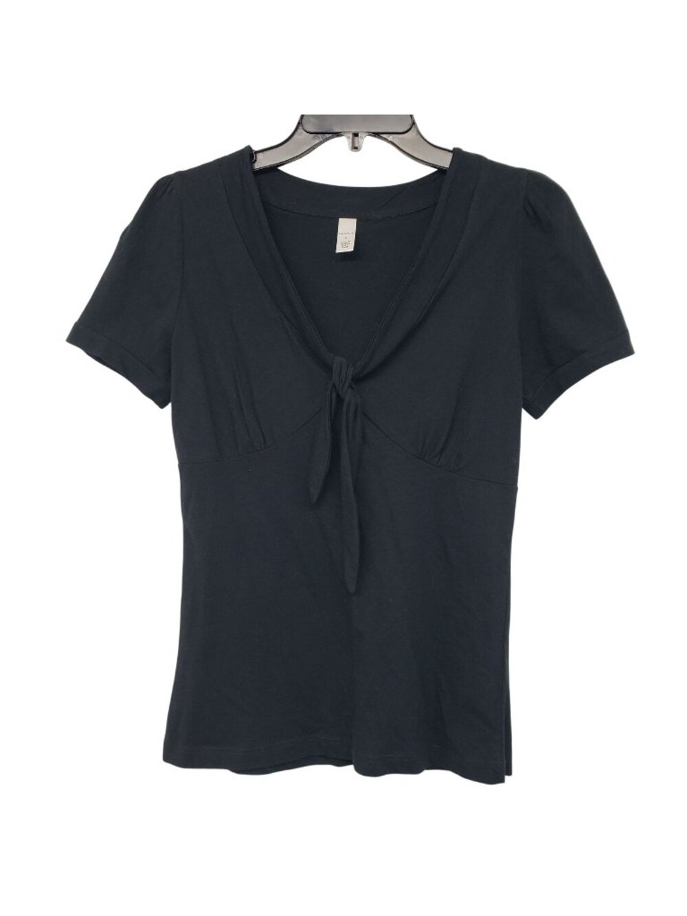 Merona Black Babydoll Top V Neck Cap Sleeve Y2K